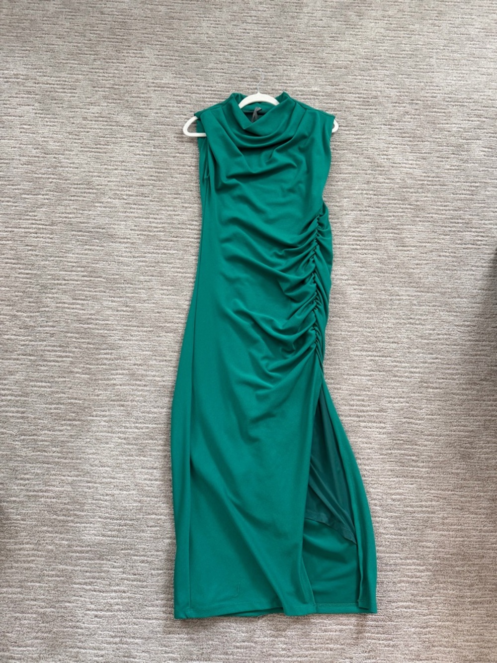 Anthropology size small, Sleeveless Green Ruched Cowl Neck Dress